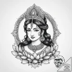 Tattoo sketch goddess lakshmi, ink illustrati… – tattoo sketch (№1756161810_0, 25.08.2025 22:43) — tattoovalue.net