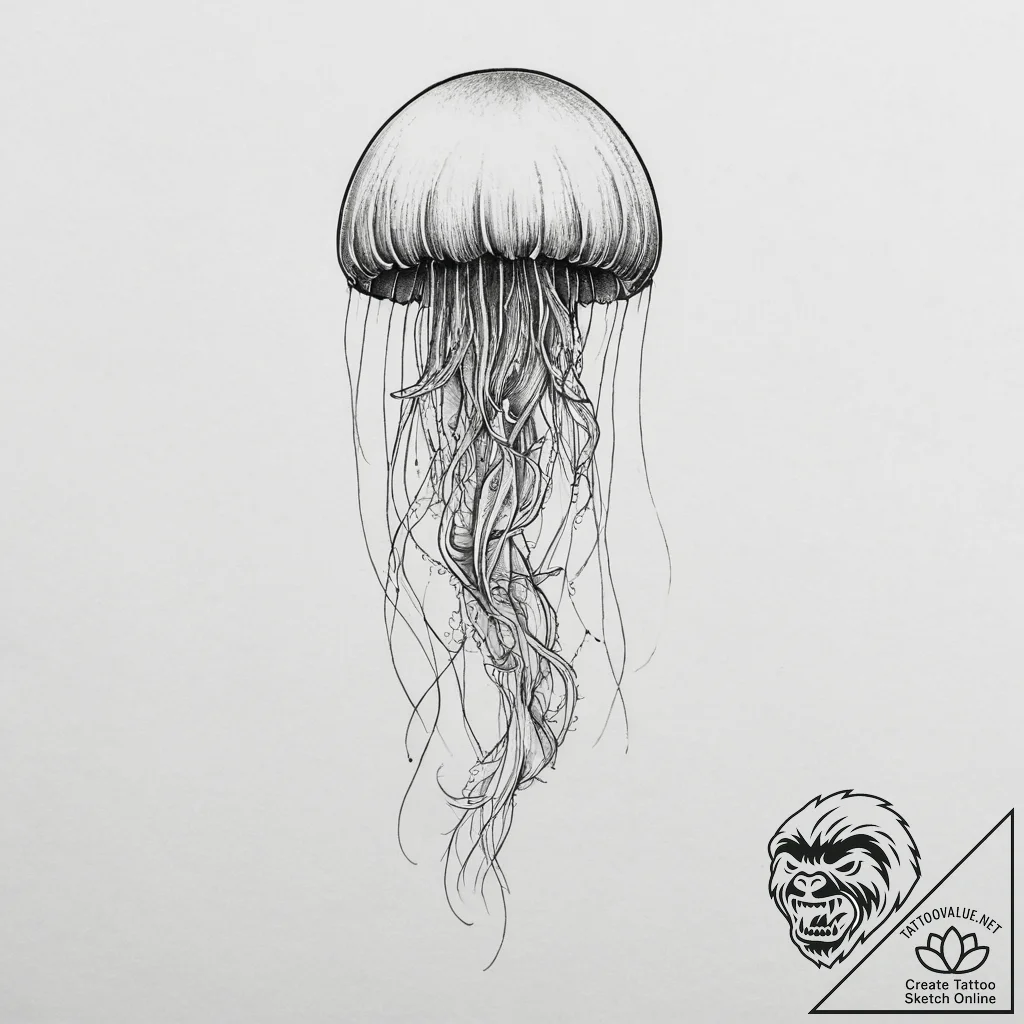 Tattoo sketch jellyfish tattoo, artistic tatt... - tattoo sketch (№1756163433_0, 25.08.2025 23:10) — tattoovalue.net