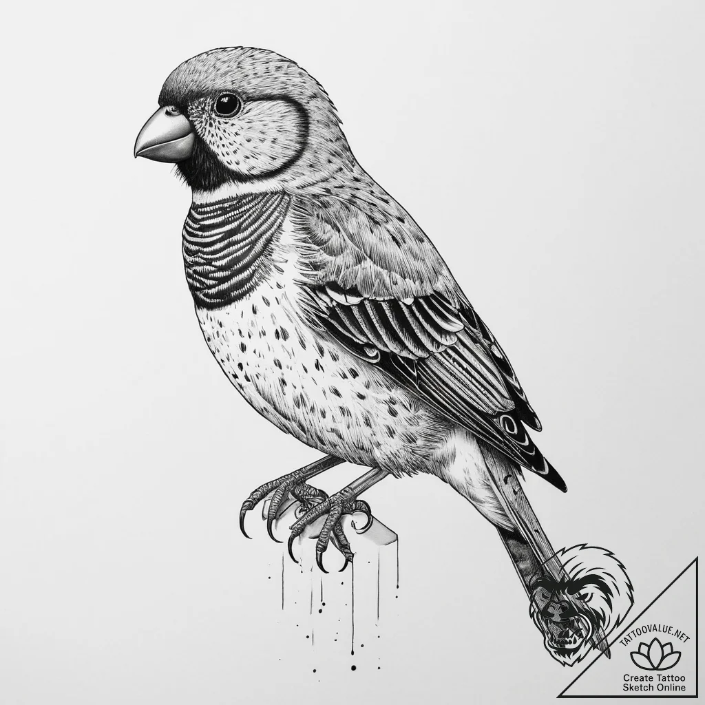 Tattoo sketch zebra finch, tattoo sketch desi... - tattoo sketch (№1756163632_0, 25.08.2025 23:13) — tattoovalue.net