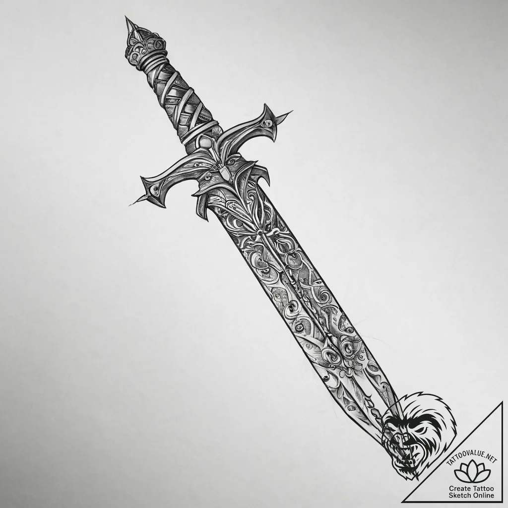 Tattoo sketch dagger - tattoo sketch (№1756163831_0, 25.08.2025 23:17) — tattoovalue.net