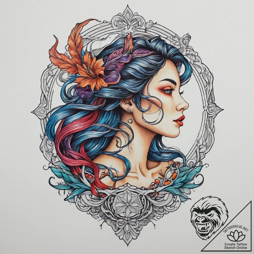 Tattoo sketch siren tattoo, artistic tattoo s... - tattoo sketch (№1756164276_0, 25.08.2025 23:24) — tattoovalue.net