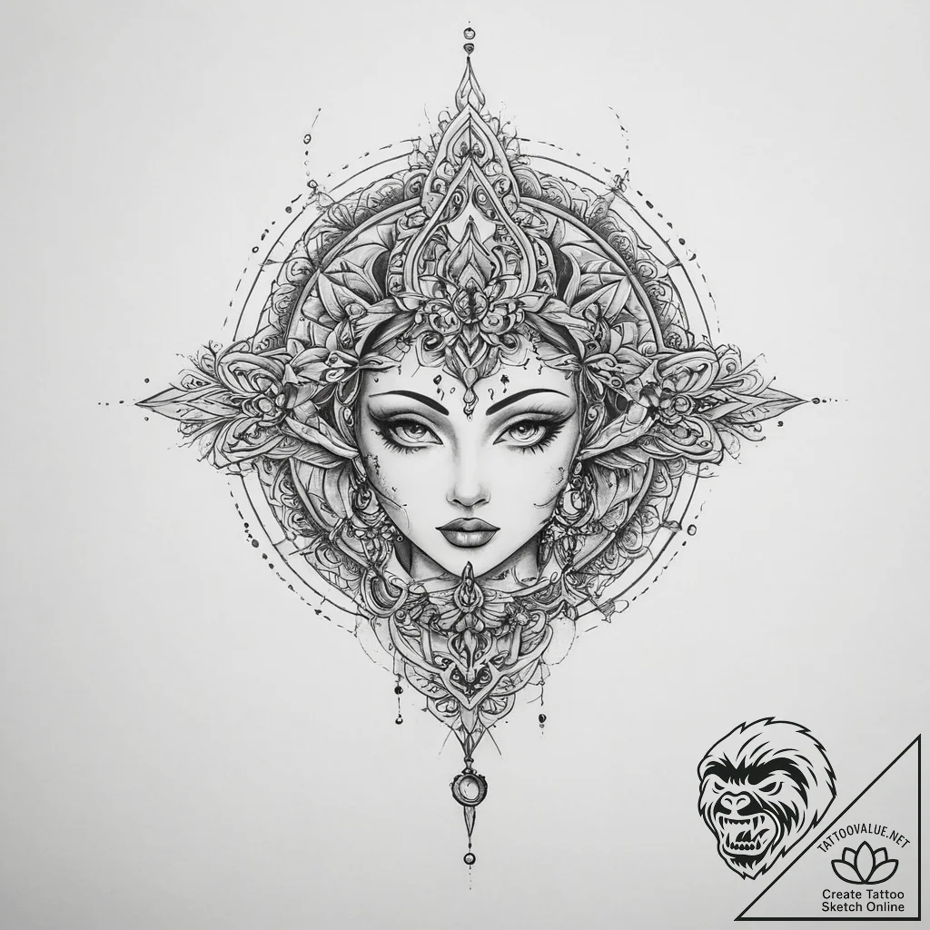 Tattoo sketch mystical past - tattoo sketch (№1756165095_0, 25.08.2025 23:38) — tattoovalue.net