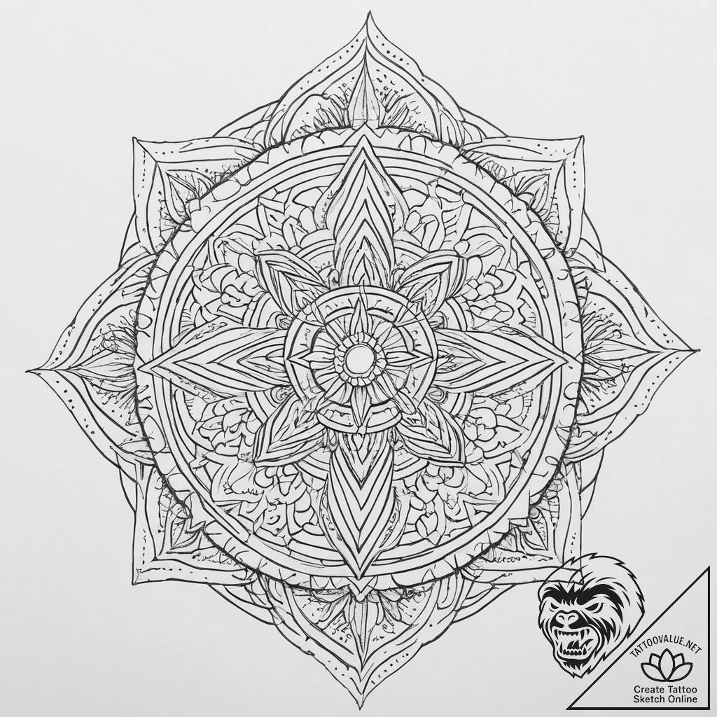 Tattoo sketch мандала из тонких линий, tattoo... - tattoo sketch (№1756165701_0, 25.08.2025 23:48) — tattoovalue.net