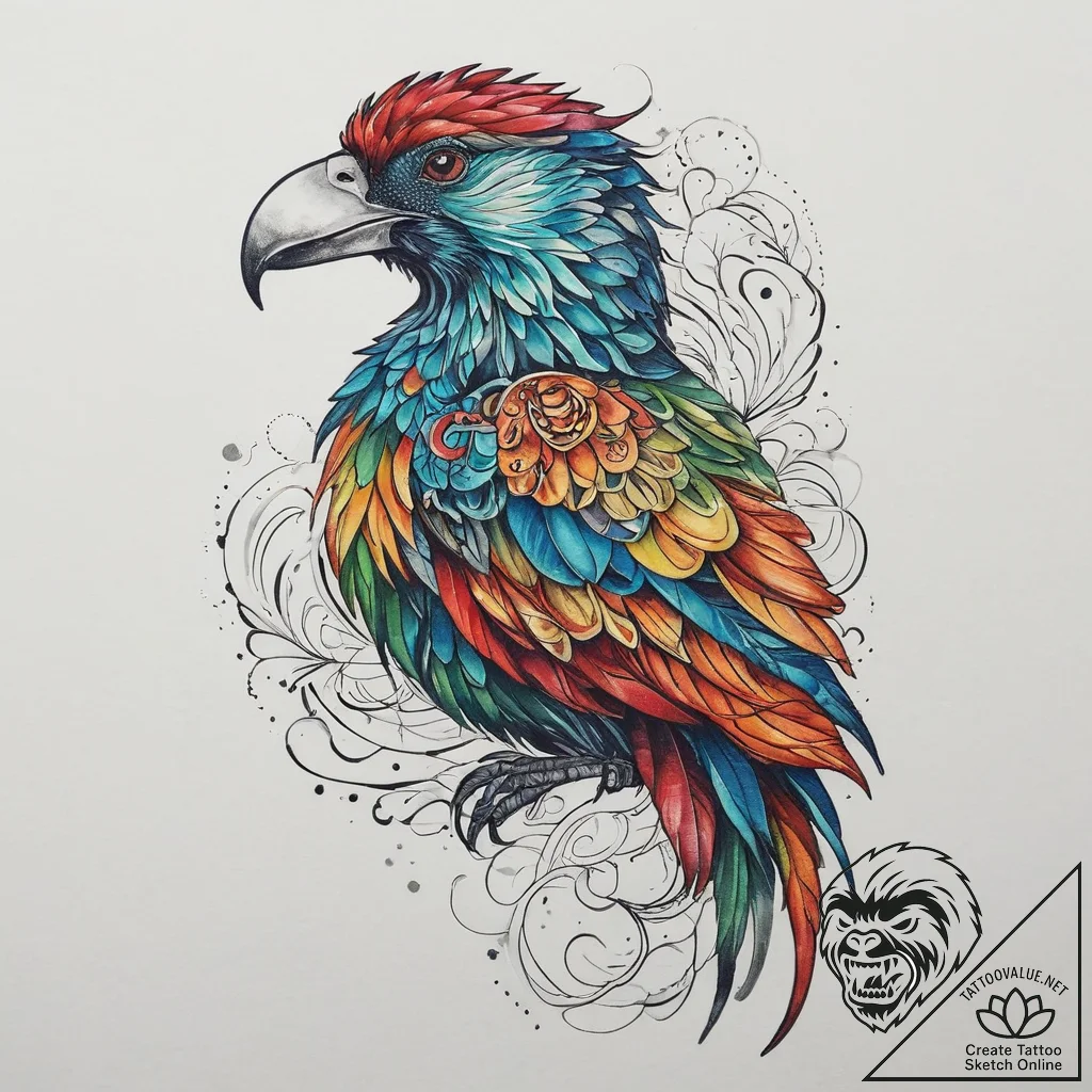 Tattoo sketch kea, concept art for tattoo, so... - tattoo sketch (№1756168699_0, 26.08.2025 00:38) — tattoovalue.net