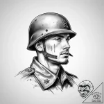 Tattoo sketch soldier in stalingrad, ink illu… – tattoo sketch (№1756169719_0, 26.08.2025 00:55) — tattoovalue.net