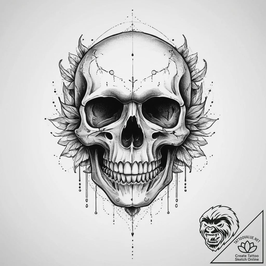 Tattoo sketch skull - tattoo sketch (№1756170521_0, 26.08.2025 01:08) — tattoovalue.net