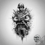 Tattoo sketch soldier with a scissors, concep… – tattoo sketch (№1756172533_0, 26.08.2025 01:42) — tattoovalue.net