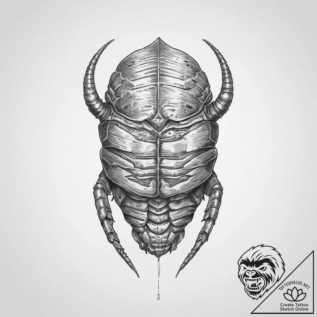 Tattoo sketch trilobite - tattoo sketch (№1756172934_0, 26.08.2025 01:48) — tattoovalue.net