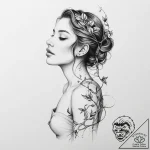 Tattoo sketch sensual collarbone with a vine – tattoo sketch (№1756173137_0, 26.08.2025 01:52) — tattoovalue.net
