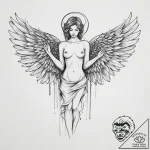 Tattoo sketch angel with a broken wing, conce… – tattoo sketch (№1756173542_0, 26.08.2025 01:59) — tattoovalue.net