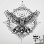 Tattoo sketch birdwatching binoculars and a f… – tattoo sketch (№1756173950_0, 26.08.2025 02:05) — tattoovalue.net