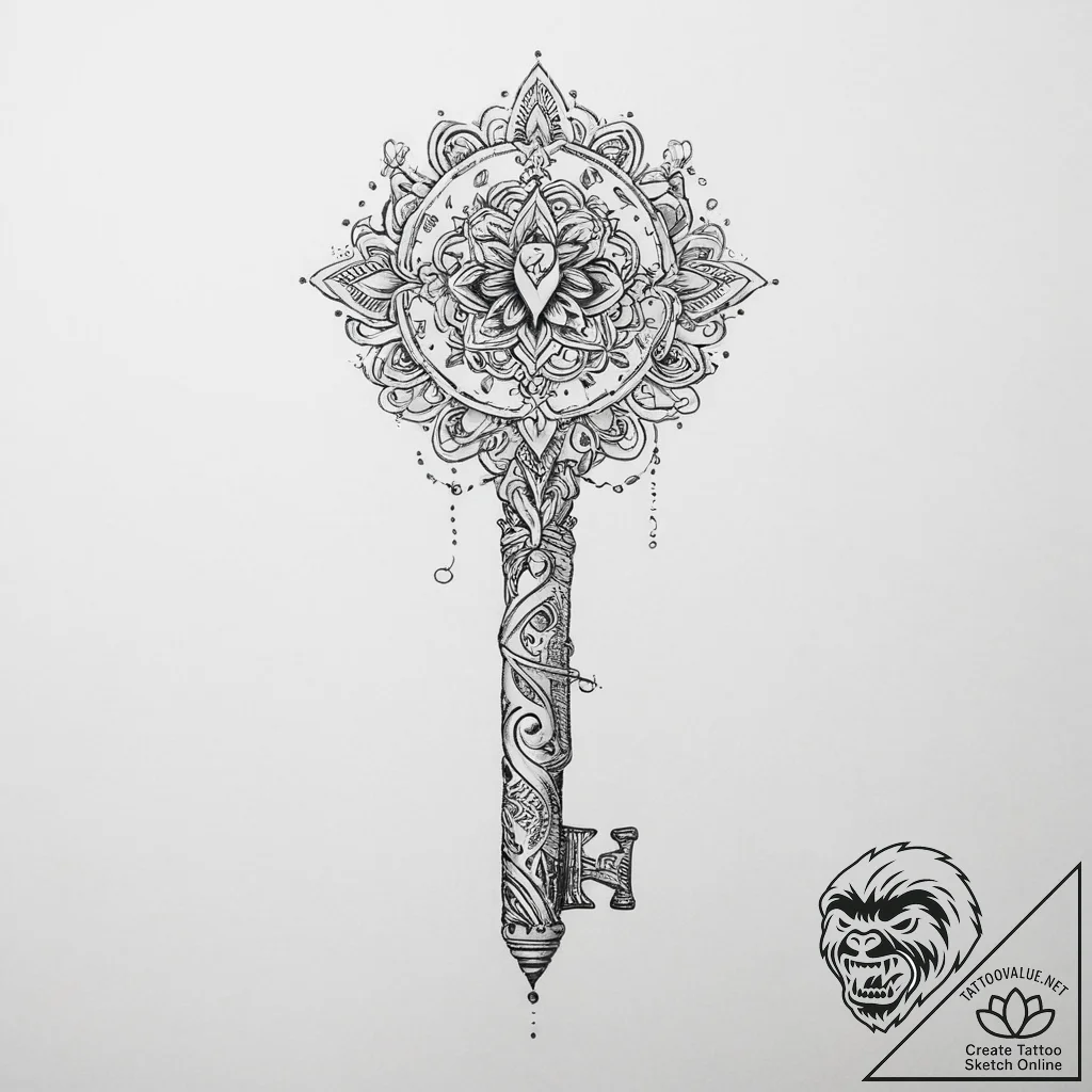 Tattoo sketch key with a quote, tattoo drawin... - tattoo sketch (№1756174149_0, 26.08.2025 02:09) — tattoovalue.net
