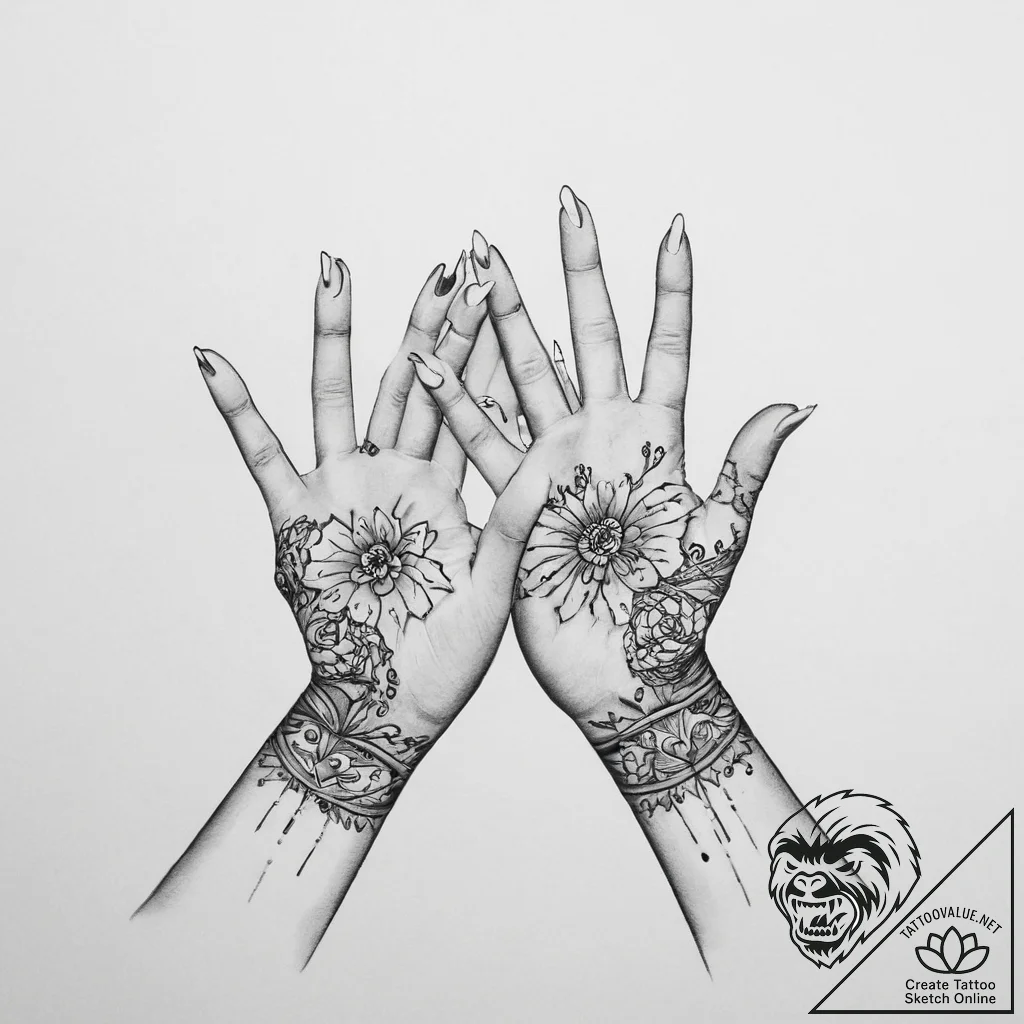 Tattoo sketch hands with a paper - tattoo sketch (№1756175763_0, 26.08.2025 02:36) — tattoovalue.net