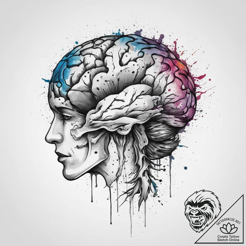 Tattoo sketch brain, concept art for tattoo,... - tattoo sketch (№1756176981_0, 26.08.2025 02:56) — tattoovalue.net