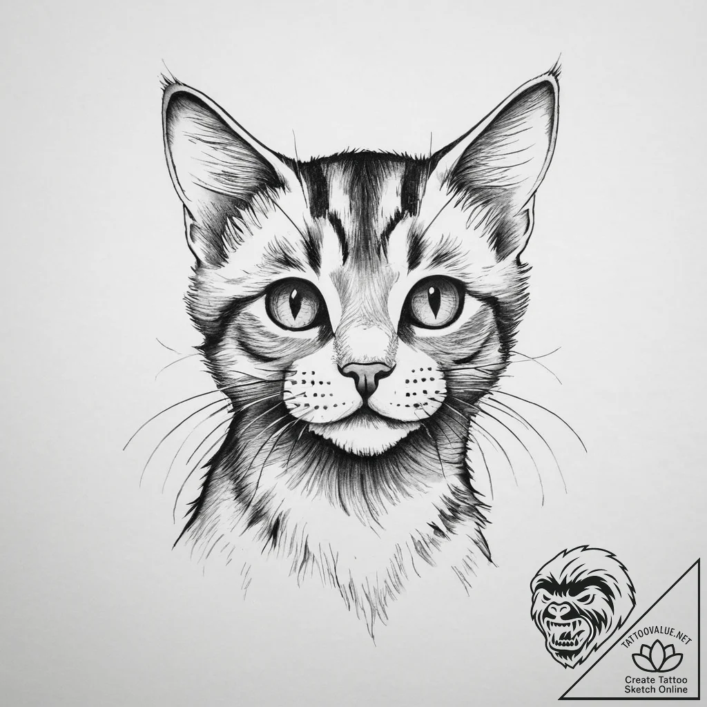 Tattoo sketch playful kitten tattoo, artistic... - tattoo sketch (№1756178207_0, 26.08.2025 03:16) — tattoovalue.net