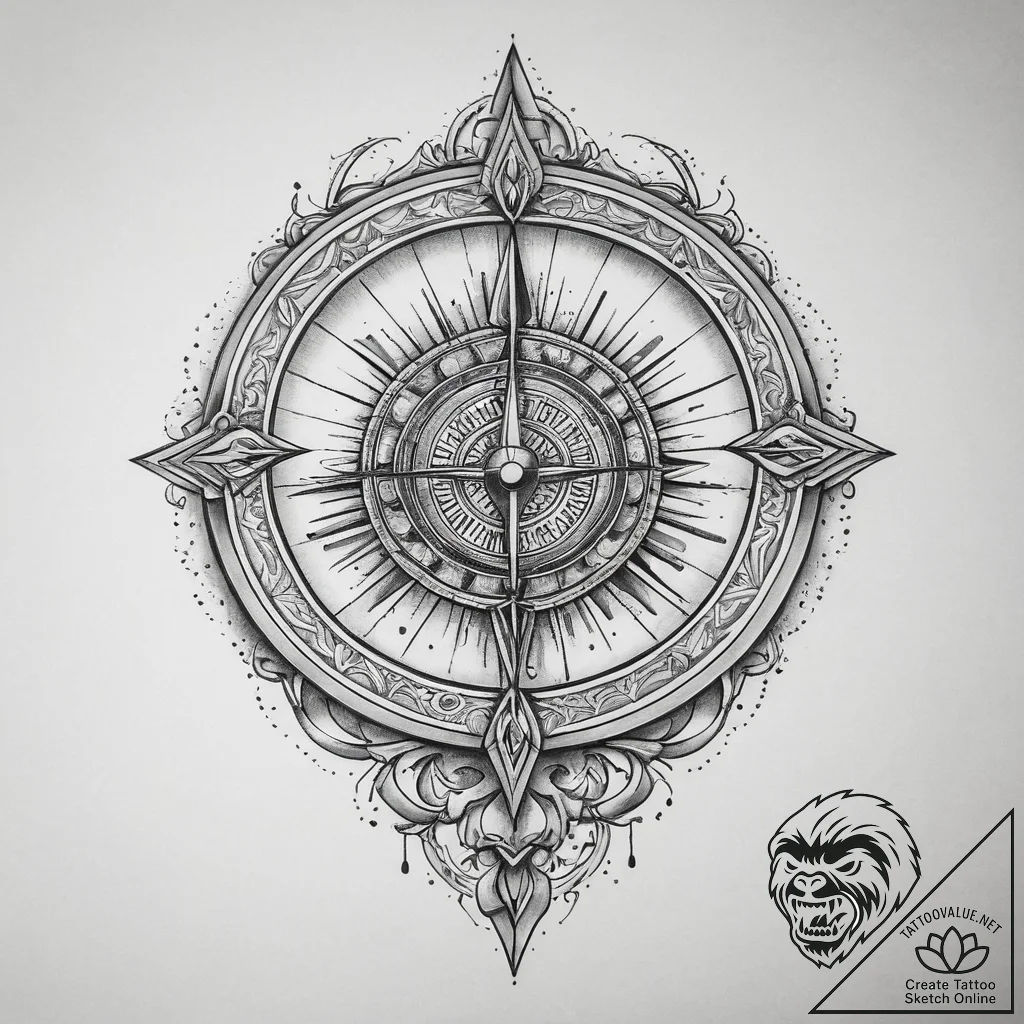 Tattoo sketch sundial with a quote, artistic... - tattoo sketch (№1756178607_0, 26.08.2025 03:23) — tattoovalue.net