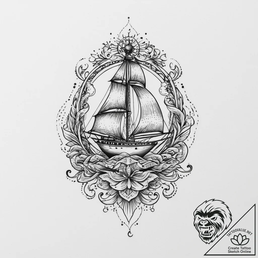 Tattoo sketch cosmic fount, ink illustration... - tattoo sketch (№1756179807_0, 26.08.2025 03:43) — tattoovalue.net