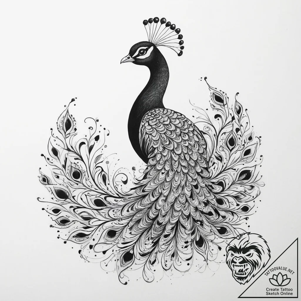 Tattoo sketch peacock tattoo, artistic tattoo... - tattoo sketch (№1756180616_0, 26.08.2025 03:56) — tattoovalue.net
