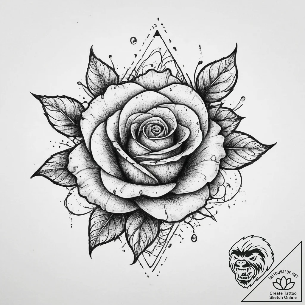 Tattoo sketch hat with a rose, artistic tatto... - tattoo sketch (№1756184054_0, 26.08.2025 04:54) — tattoovalue.net