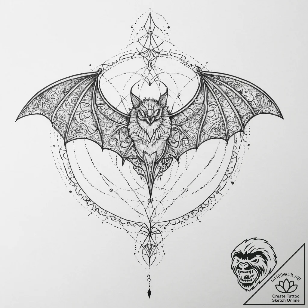 Tattoo sketch puns a bat that says "i'm a bat... - tattoo sketch (№1756186859_0, 26.08.2025 05:40) — tattoovalue.net