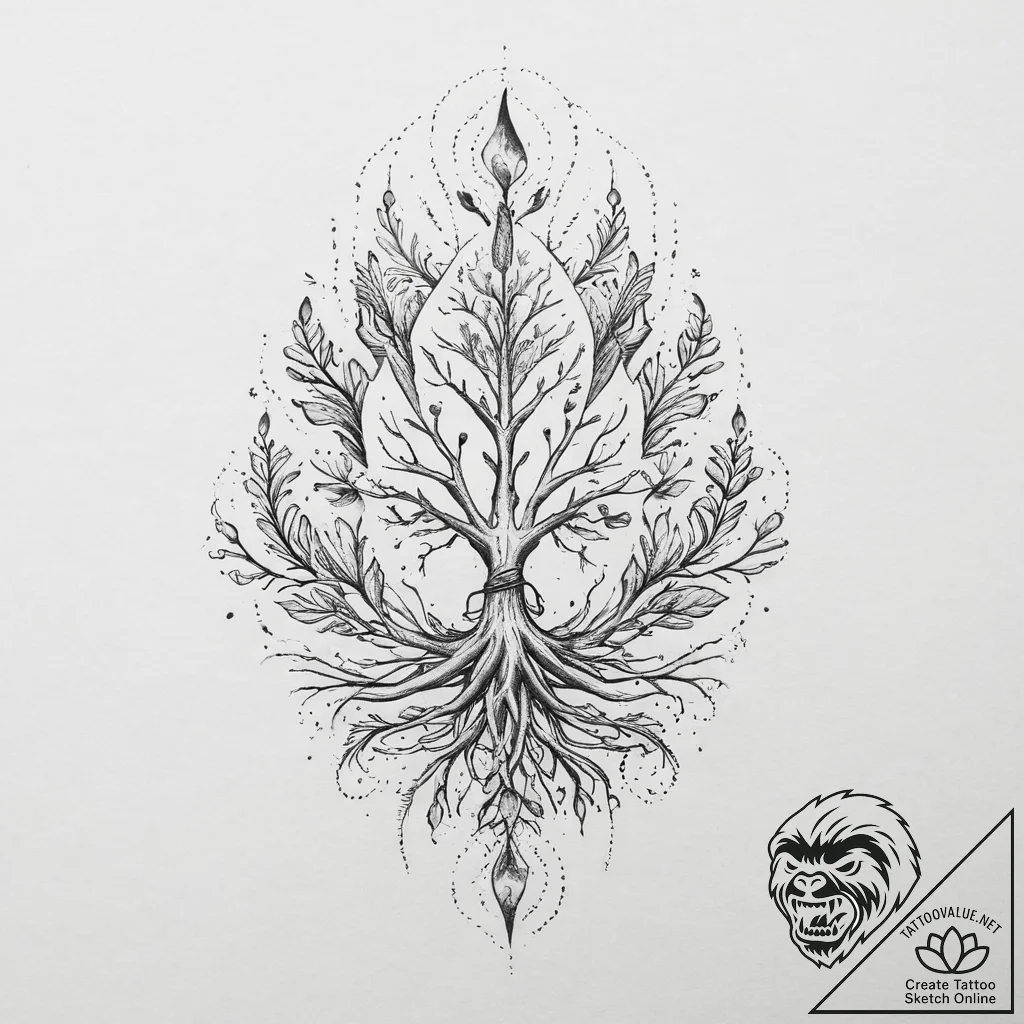 Tattoo sketch cosmic root, tattoo flash sheet... - tattoo sketch (№1756188266_0, 26.08.2025 06:04) — tattoovalue.net
