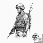 Tattoo sketch soldier with a needle, tattoo d… – tattoo sketch (№1756188674_0, 26.08.2025 06:11) — tattoovalue.net