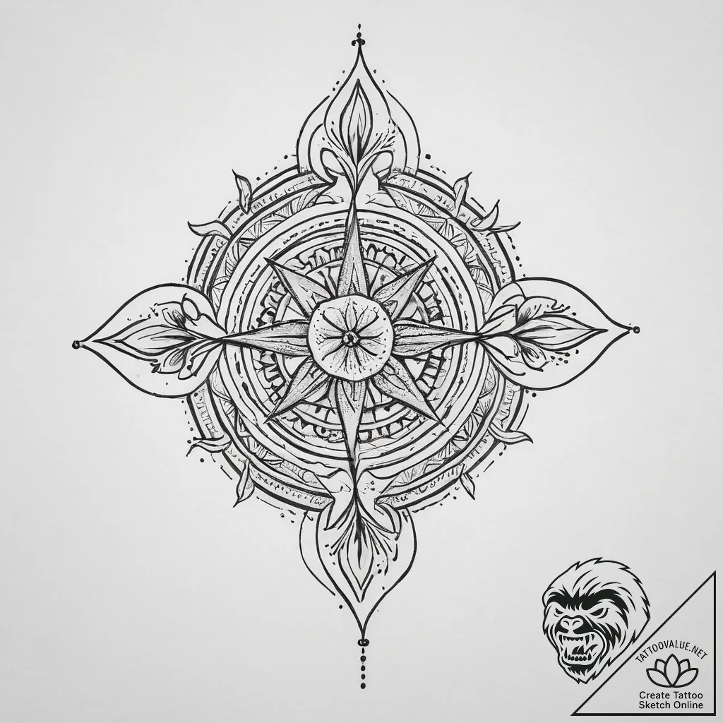 Tattoo sketch spiritual narrative, ink illust... - tattoo sketch (№1756189473_0, 26.08.2025 06:24) — tattoovalue.net