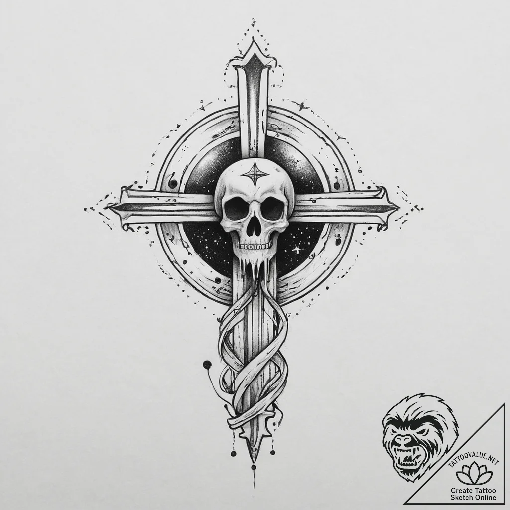 Tattoo sketch cosmic ghost, tattoo sketch des... - tattoo sketch (№1756189672_0, 26.08.2025 06:27) — tattoovalue.net