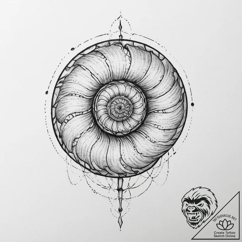 Tattoo sketch nautilus, tattoo drawing outlin... - tattoo sketch (№1756190076_0, 26.08.2025 06:34) — tattoovalue.net
