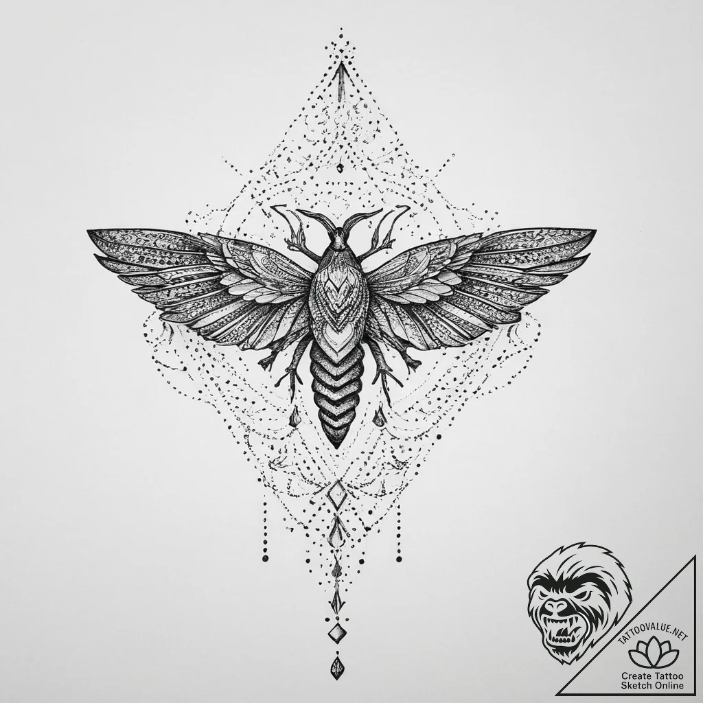 Tattoo sketch blessed realm, ink illustration... - tattoo sketch (№1756192499_0, 26.08.2025 07:14) — tattoovalue.net