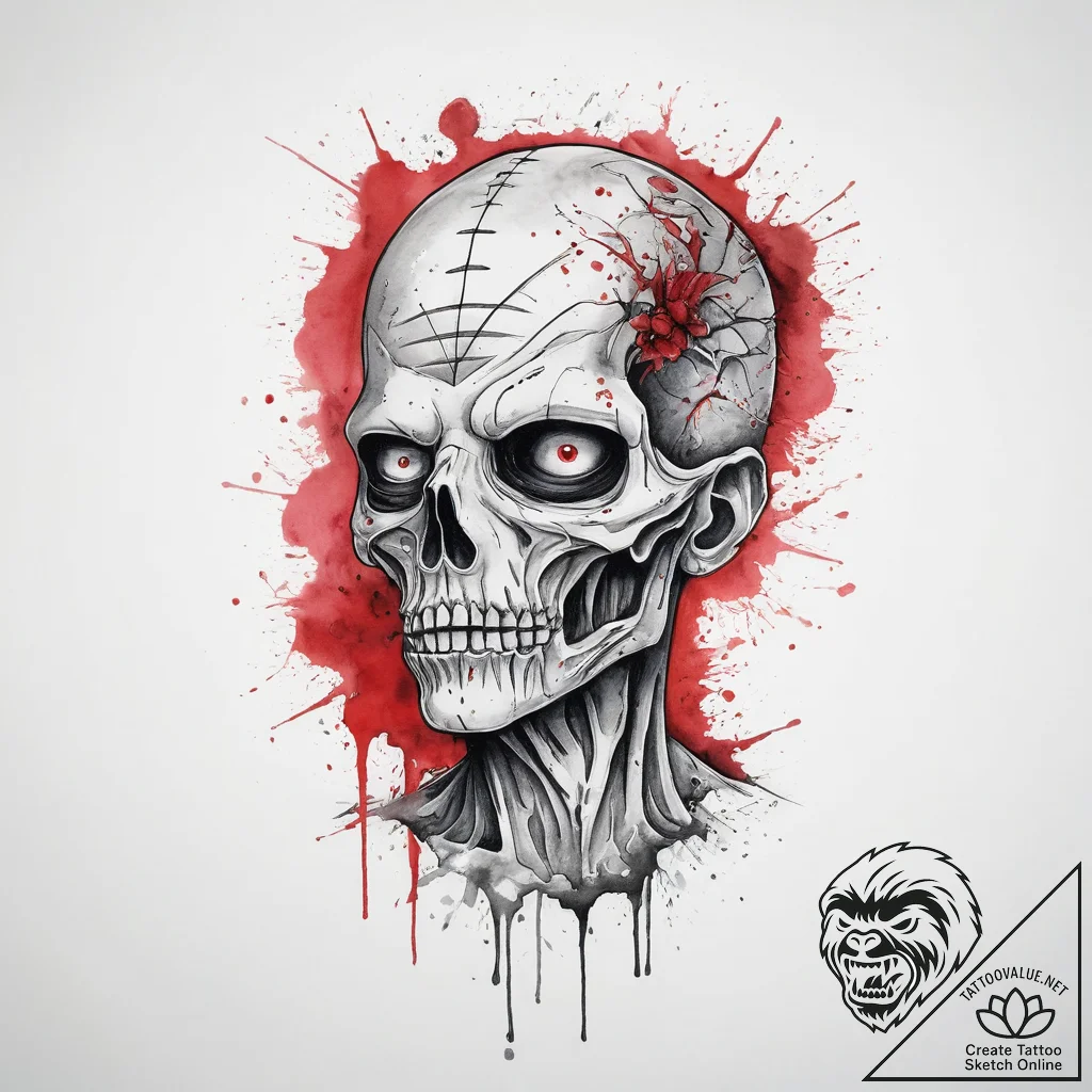 Tattoo sketch зомби, tattoo drawing outline,... - tattoo sketch (№1756194124_0, 26.08.2025 07:42) — tattoovalue.net