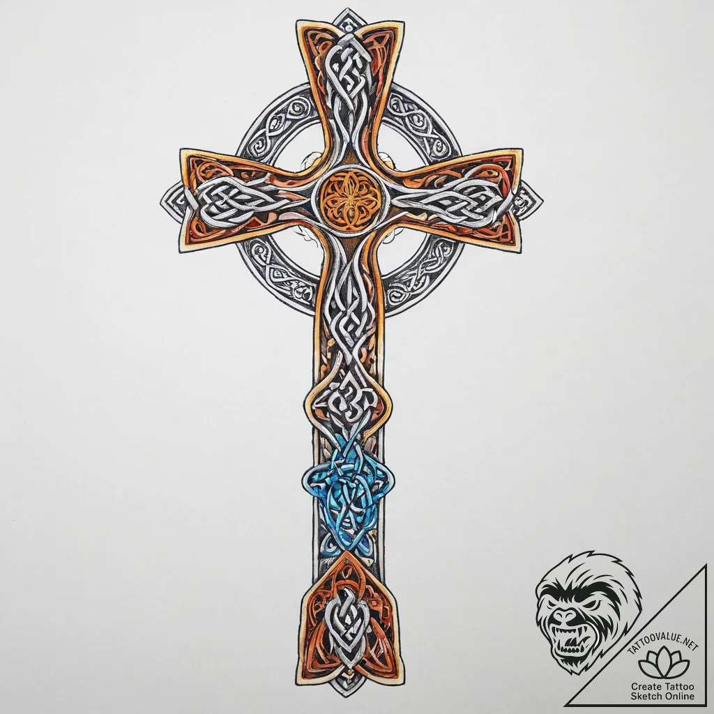 Tattoo sketch celtic cross, tattoo line art,... - tattoo sketch (№1756194519_0, 26.08.2025 07:48) — tattoovalue.net