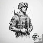 Tattoo sketch soldier with a thread – tattoo sketch (№1756195524_0, 26.08.2025 08:05) — tattoovalue.net
