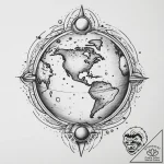 Tattoo sketch cosmic earth, tattoo flash shee… – tattoo sketch (№1756197328_0, 26.08.2025 08:35) — tattoovalue.net