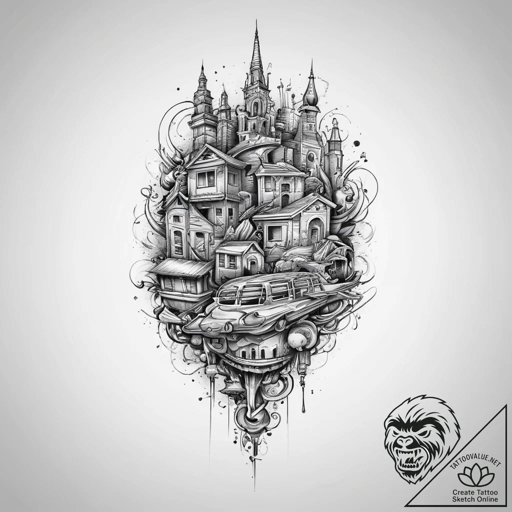 Tattoo sketch city, tattoo sketch design, new... - tattoo sketch (№1756199540_0, 26.08.2025 09:12) — tattoovalue.net