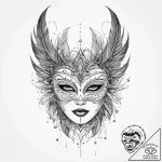 Tattoo sketch feathered mask tattoo, tattoo f… – tattoo sketch (№1756203548_0, 26.08.2025 10:19) — tattoovalue.net