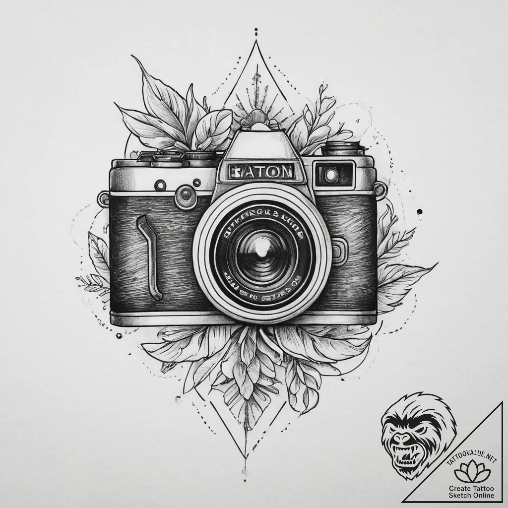 Tattoo sketch camera with a flash, tattoo ske... - tattoo sketch (№1756204356_0, 26.08.2025 10:32) — tattoovalue.net