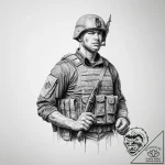 Tattoo sketch soldier with a pencil – tattoo sketch (№1756204757_0, 26.08.2025 10:39) — tattoovalue.net