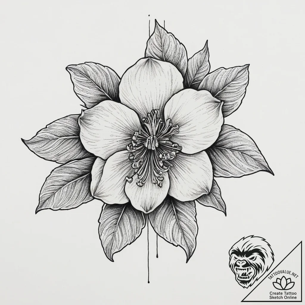Tattoo sketch hellebore flower, tattoo drawin... - tattoo sketch (№1756205963_0, 26.08.2025 10:59) — tattoovalue.net