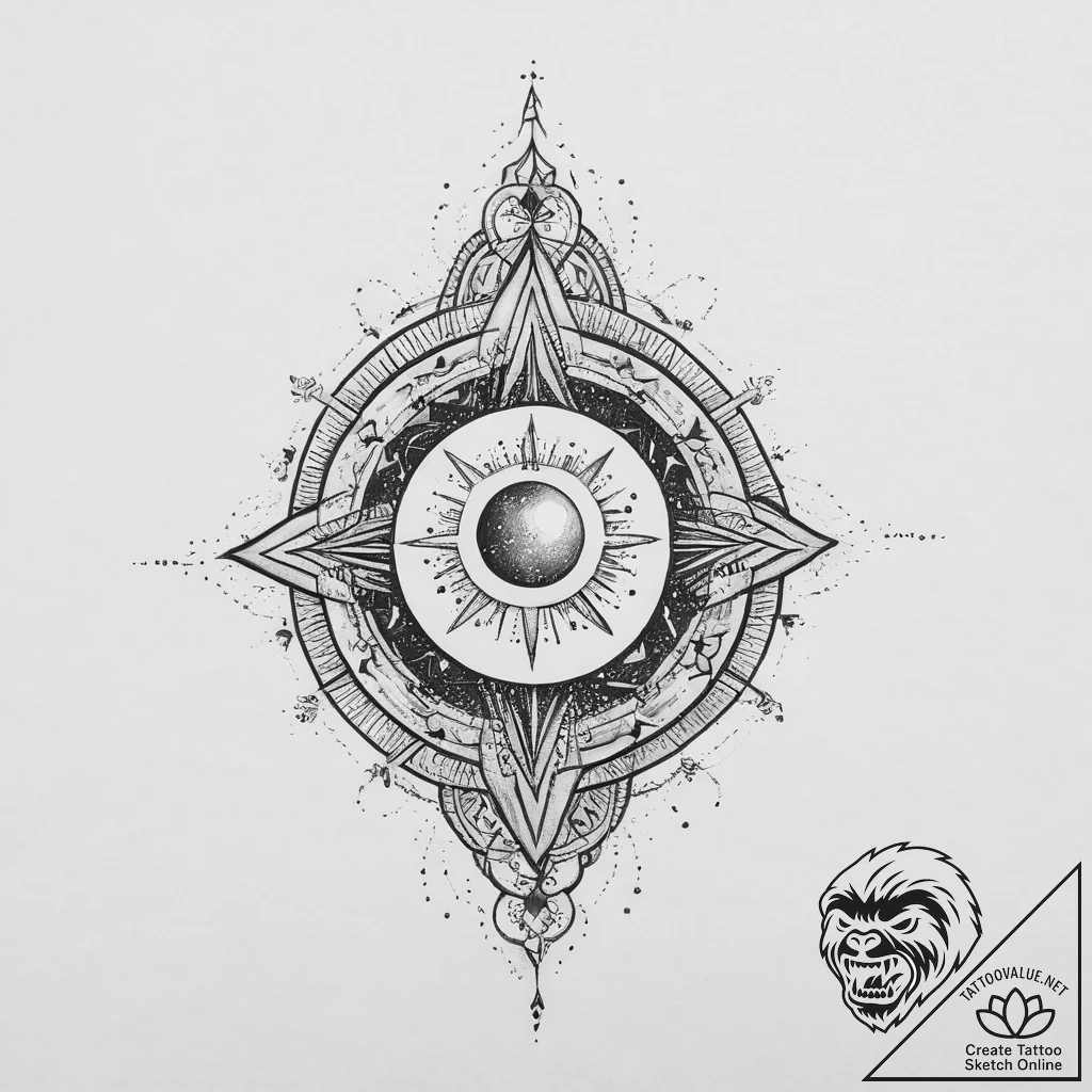 Tattoo sketch cosmic essence, ink illustratio... - tattoo sketch (№1756206969_0, 26.08.2025 11:16) — tattoovalue.net
