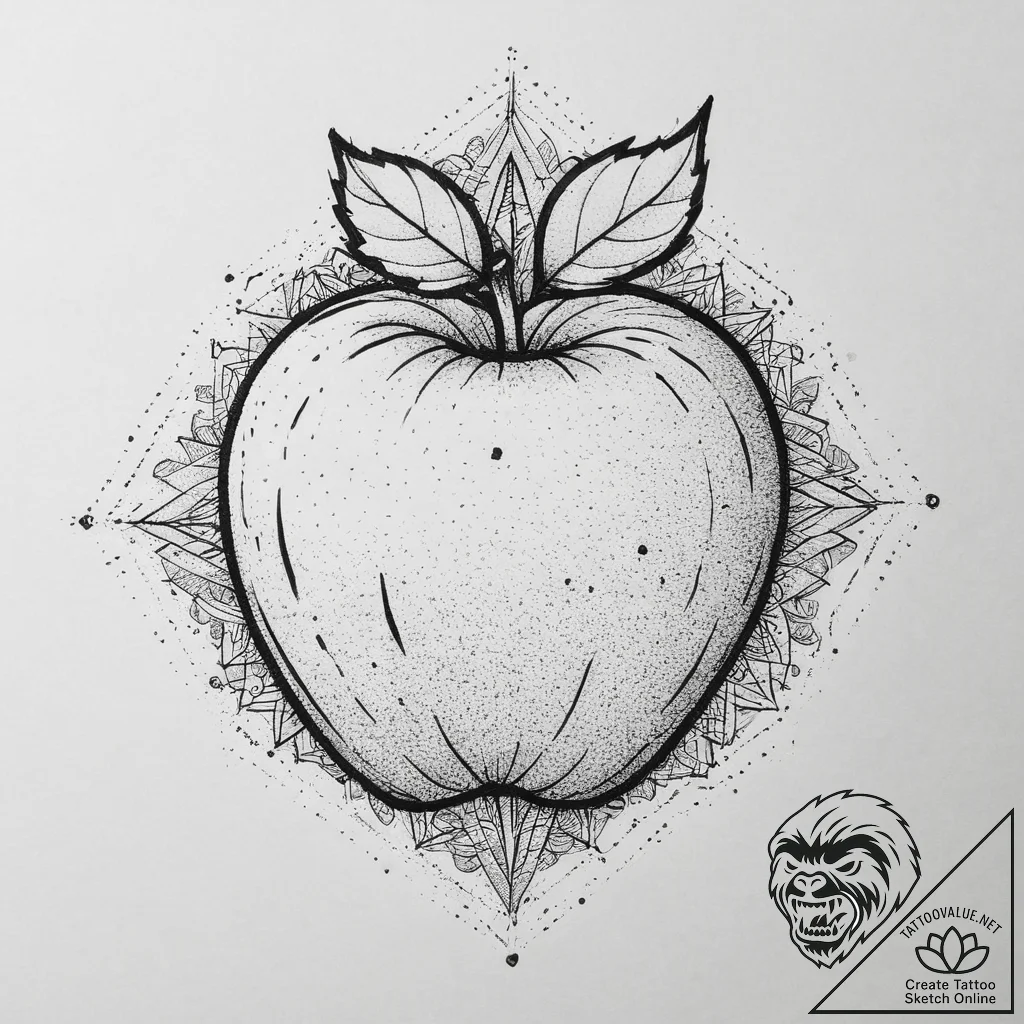 Tattoo sketch snow white apple, ink illustrat... - tattoo sketch (№1756208770_0, 26.08.2025 11:46) — tattoovalue.net