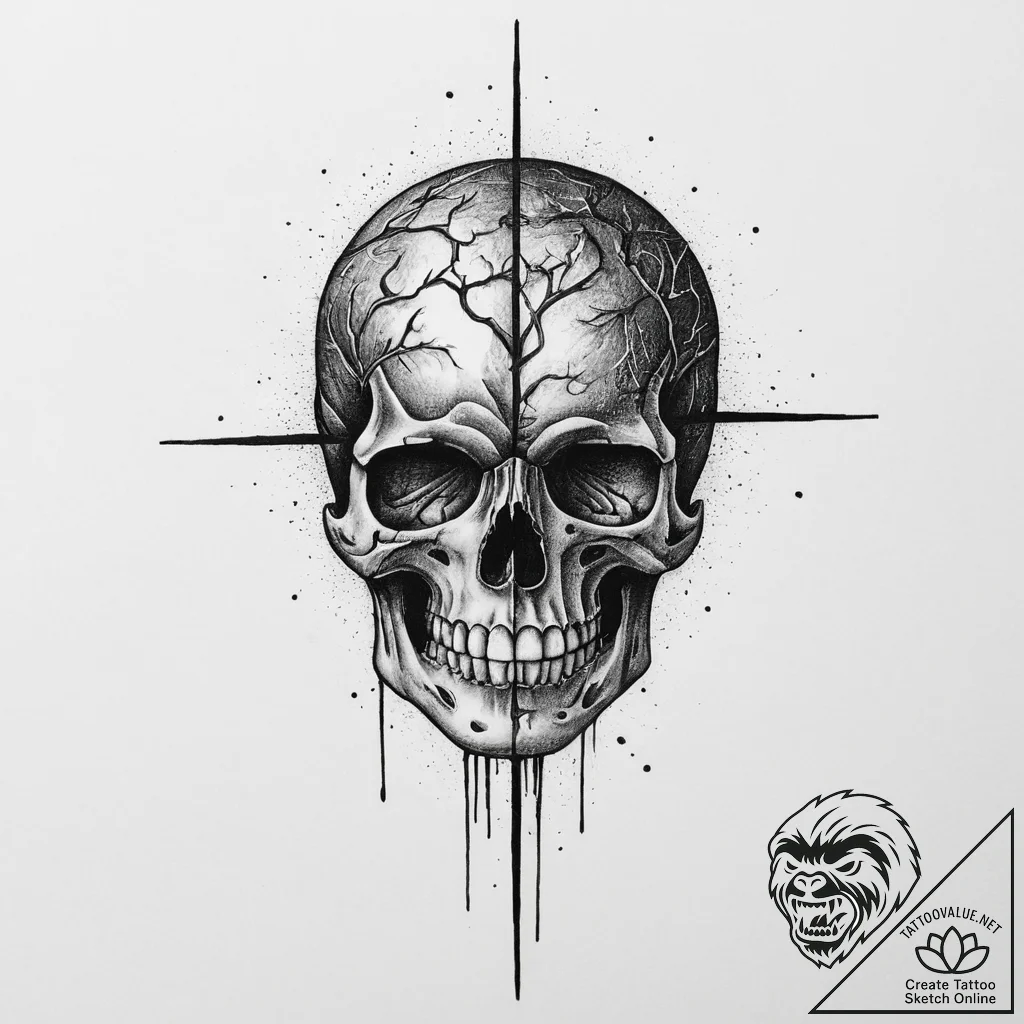 Tattoo sketch brain, concept art for tattoo,... - tattoo sketch (№1756208970_0, 26.08.2025 11:49) — tattoovalue.net