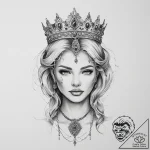 Tattoo sketch queen tattoo – tattoo sketch (№1756209974_0, 26.08.2025 12:06) — tattoovalue.net