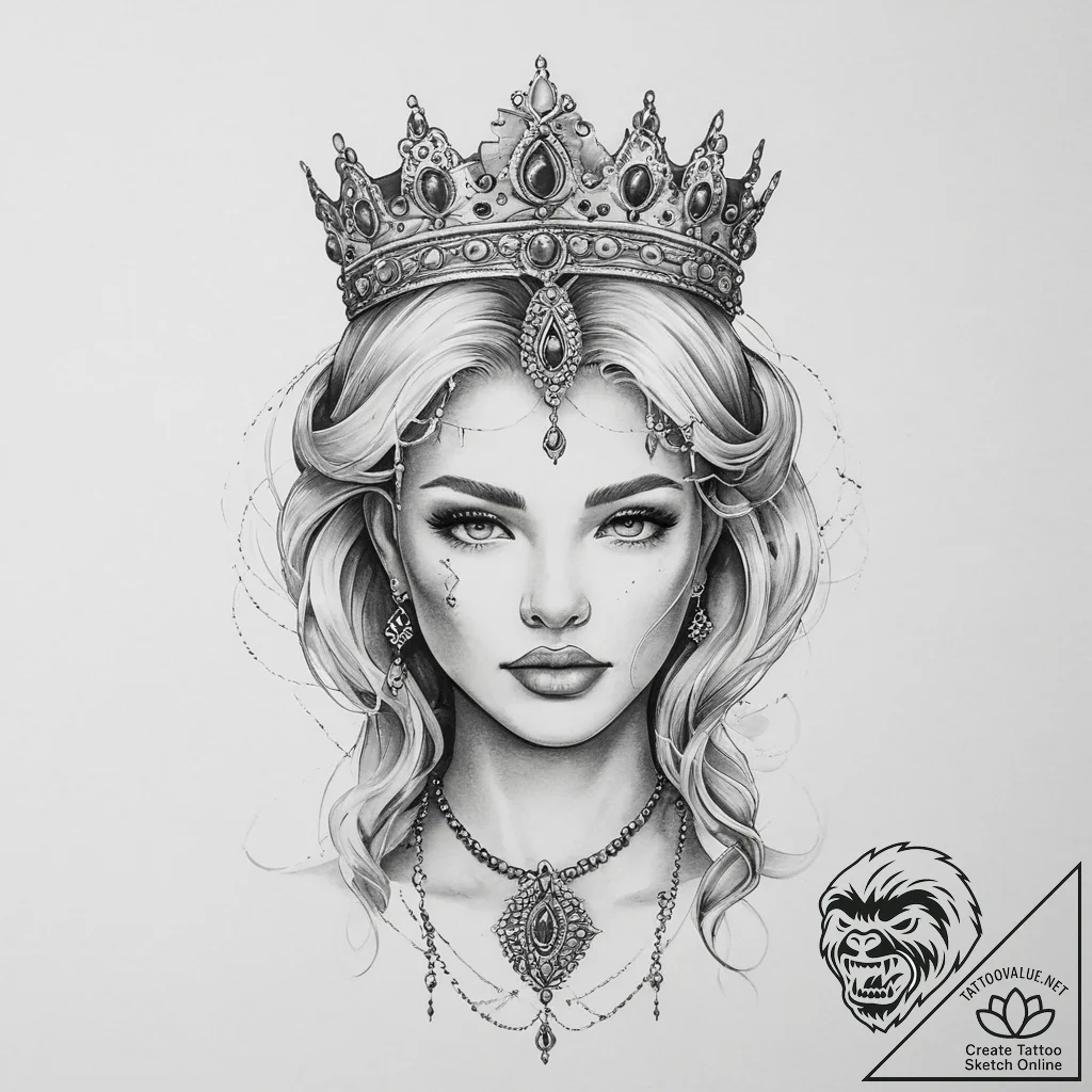 Tattoo sketch queen tattoo - tattoo sketch (№1756209974_0, 26.08.2025 12:06) — tattoovalue.net