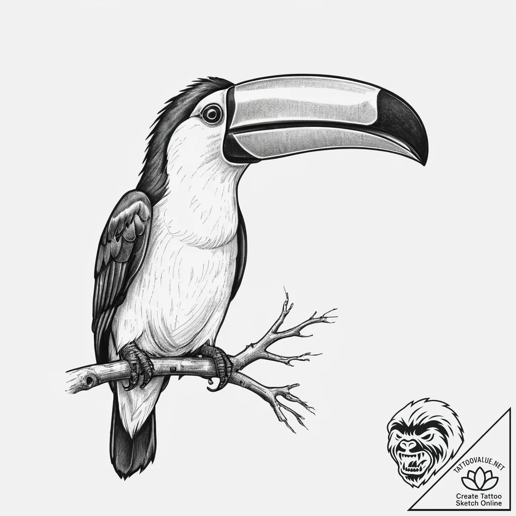 Tattoo sketch toucan, tattoo sketch design, b... - tattoo sketch (№1756210171_0, 26.08.2025 12:09) — tattoovalue.net
