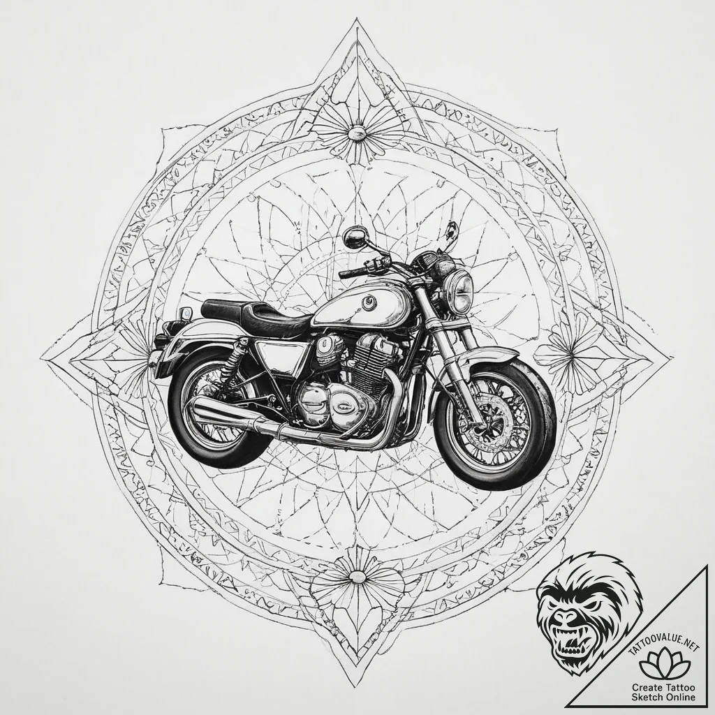 Tattoo sketch soldier with a motorcycle, ink... - tattoo sketch (№1756211369_0, 26.08.2025 12:29) — tattoovalue.net