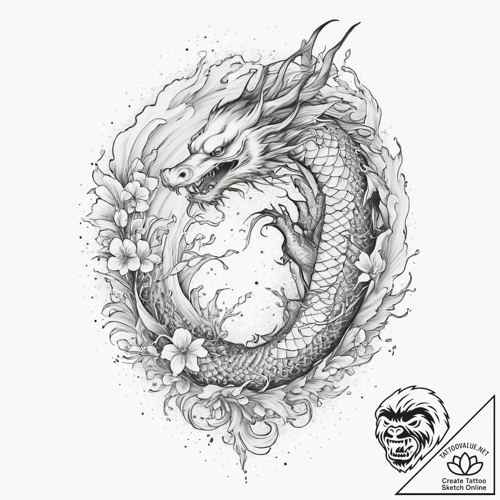 Tattoo sketch cosmic fount, tattoo line art,... - tattoo sketch (№1756211969_0, 26.08.2025 12:39) — tattoovalue.net