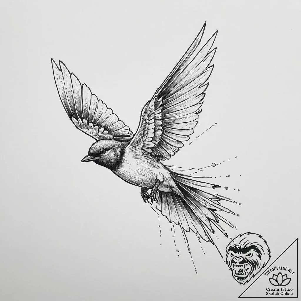 Tattoo sketch swallow, tattoo sketch design,... - tattoo sketch (№1756212567_0, 26.08.2025 12:49) — tattoovalue.net