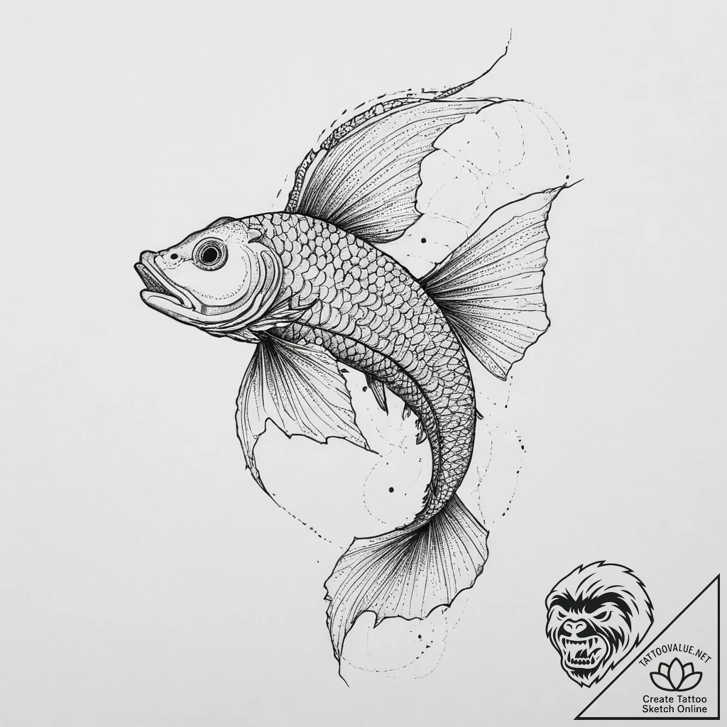 Tattoo sketch dragonfish, tattoo drawing outl... - tattoo sketch (№1756212973_0, 26.08.2025 12:56) — tattoovalue.net