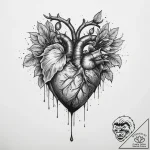 Tattoo sketch bleeding heart – tattoo sketch (№1756214380_0, 26.08.2025 13:19) — tattoovalue.net